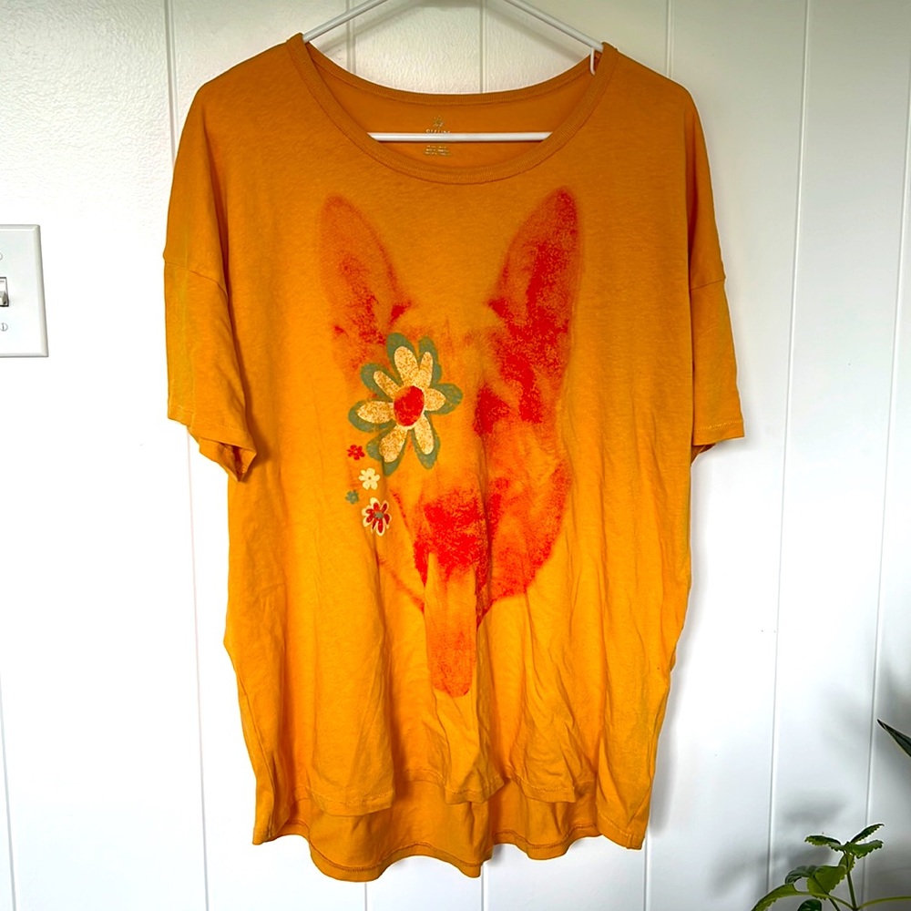 Offline by Aerie faded flower German Shepard yellow tee